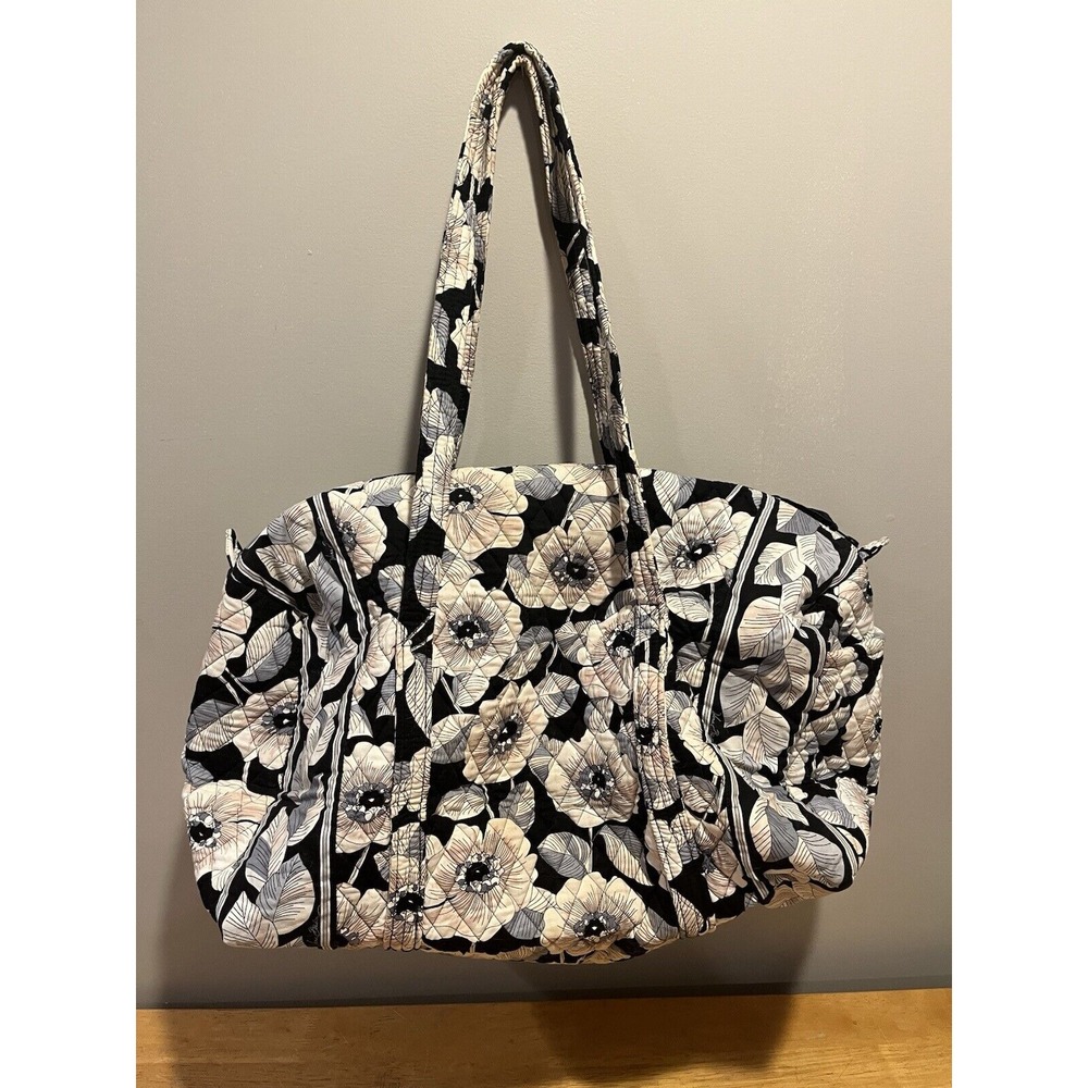Vera Bradley Large Duffel *Camilia* Black White Floral Weekender‎ Bag
